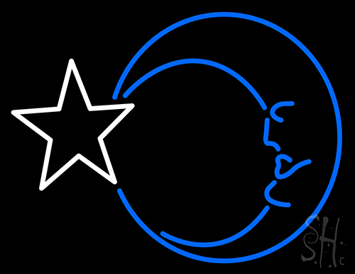Moon With Star Neon Sign