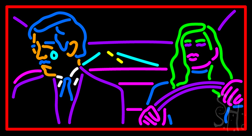 Red Border Girl And Boy Neon Sign