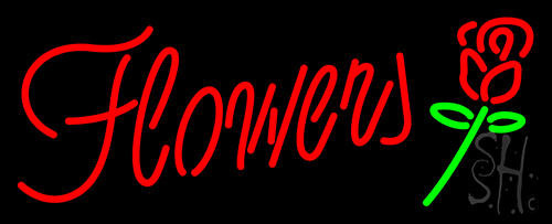 Red Flowers With Rose Neon Sign