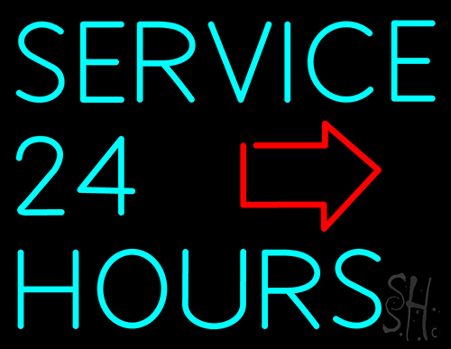 Service 24 Hours Neon Sign