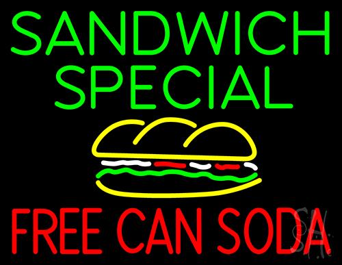 Sandwich Special Free Can Soda Neon Sign