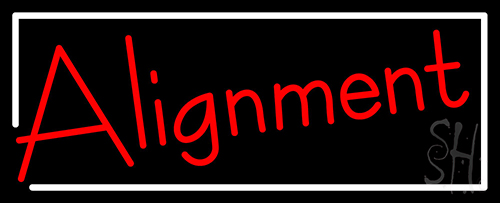 White Border Alignment Neon Sign