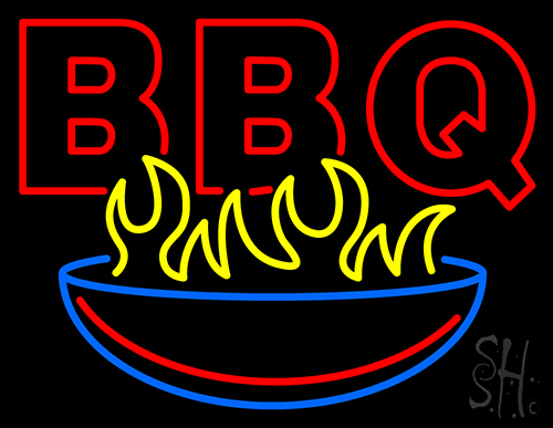 Bbq With Bowl Neon Sign