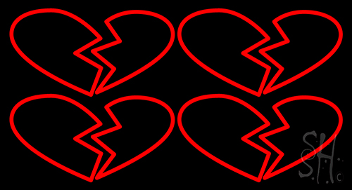Four Broken Heart Neon Sign