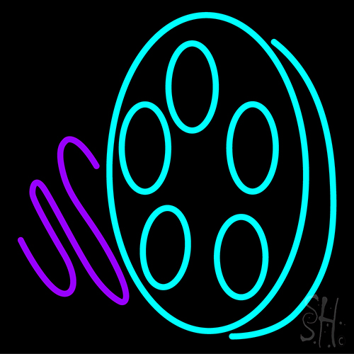 Movie Reel Icon Neon Sign