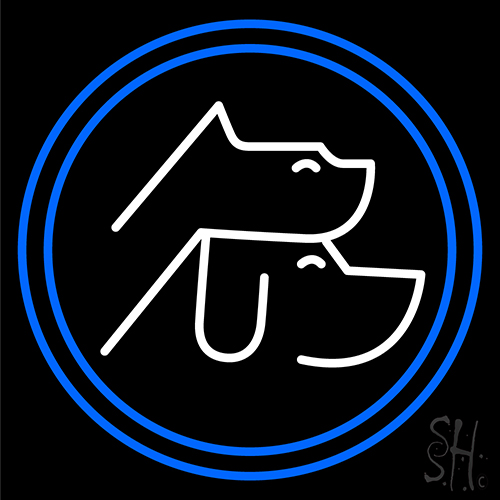 Pet And Cat Blue And White Neon Sign