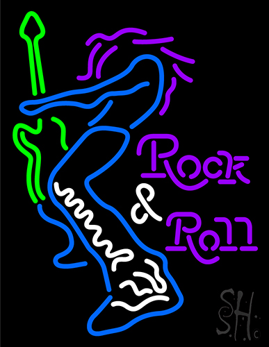 Rock Roll Electric Guitar Player Neon Sign