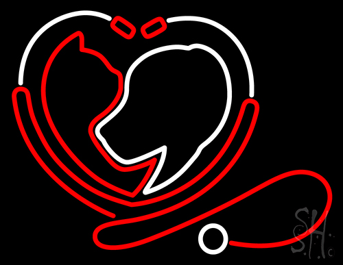 Vector Cat And Dog Logo Neon Sign