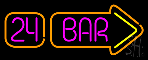 24 Bar With Arrow Neon Sign