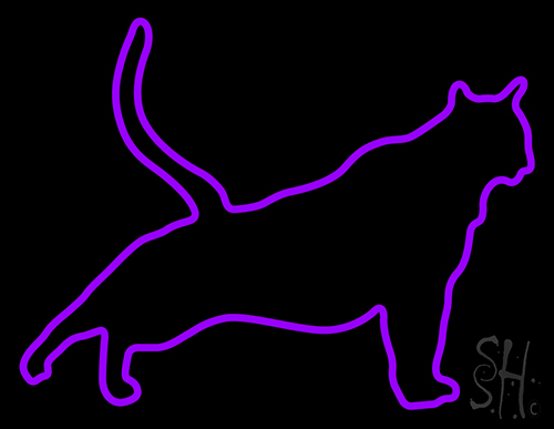 Cat Stretching Purple Neon Sign