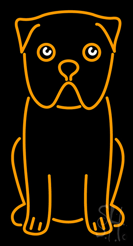 Pug Dog Cartoon Poster Neon Sign