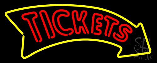 Tickets With Yellow Arrow Neon Sign
