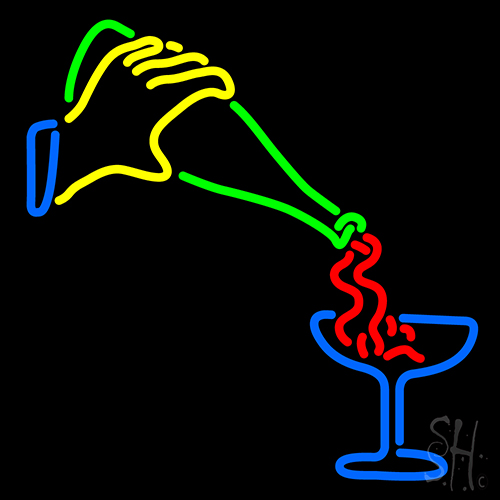 Beer Bottle With Glass Neon Sign