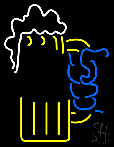 Beer Mug With Hand Neon Sign