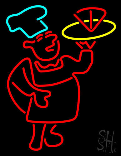Chef With Pizza Neon Sign