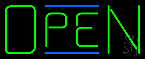 Green Open Neon Sign