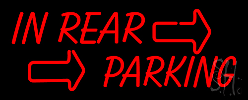 In Rear Parking Logo Neon Sign