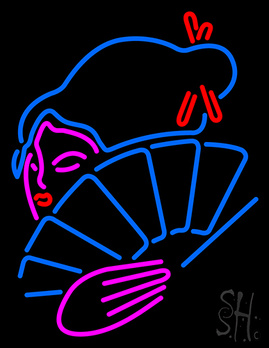 Japanese Girl With Fan Neon Sign