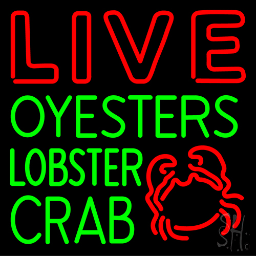 Live Oysters Lobster Crab With Logo Neon Sign