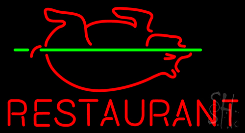 Restaurant With Pig Neon Sign