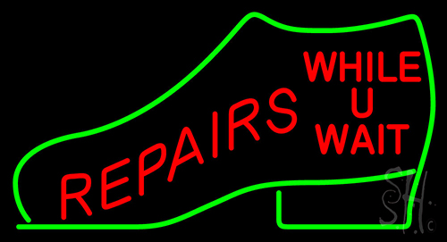 Shoe With Repair While U Wait Neon Sign