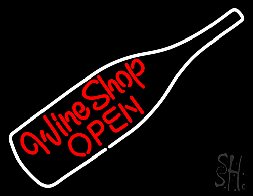 Wine Shop Open Logo Neon Sign
