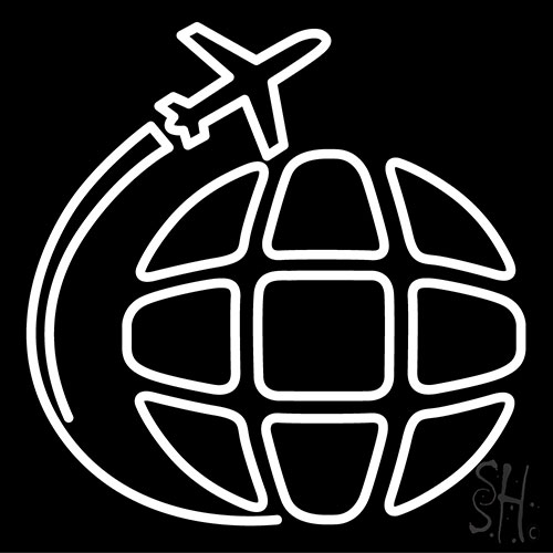 Airplane Travel Around The World Neon Sign
