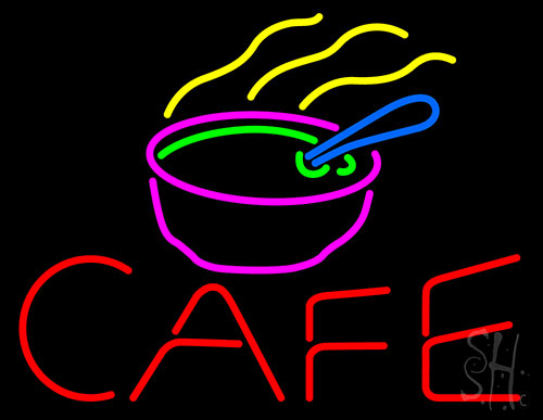 Cafe With Chinese Bowl Neon Sign