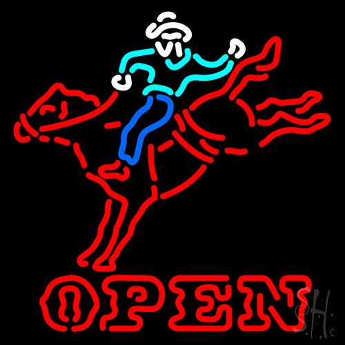 Horse Riding Open Neon Sign