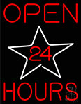 Open 24 Hours Star Neon Sign