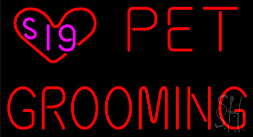 Pet Grooming With Heart Neon Sign