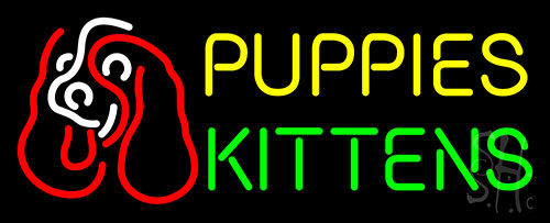 Puppies Kittens With Logo Neon Sign