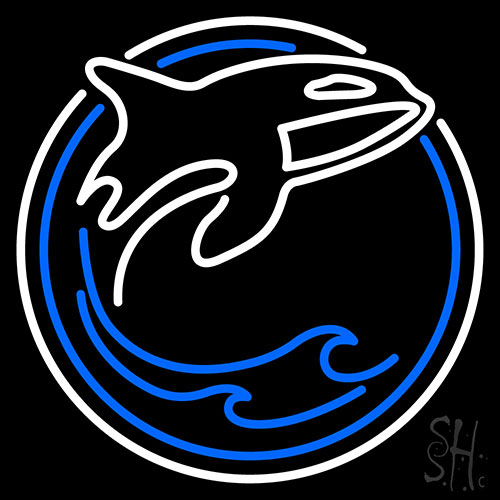 Round Shark Fish Neon Sign
