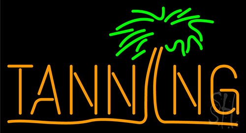 Tanning With Palm Tree Neon Sign