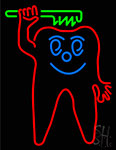 Teeth With Green Tooth Brush Neon Sign