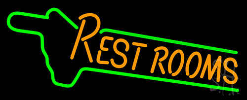 This Way Restrooms Neon Sign