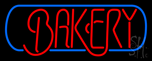 Bakery Blue Border Neon Sign