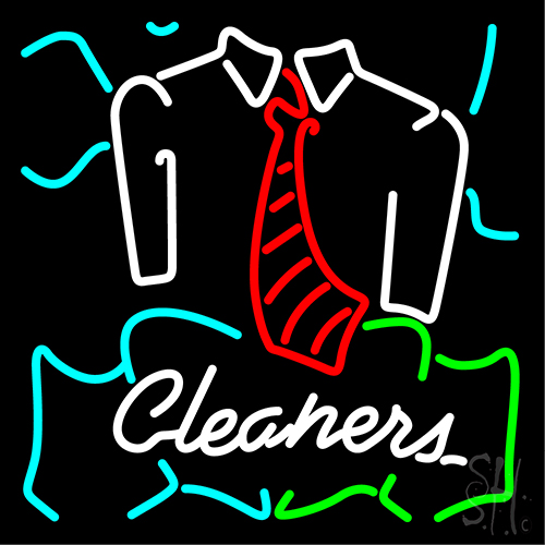 Blue Cleaners With Shirt Neon Sign