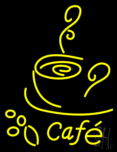 Cafe With Coffee Cup Neon Sign