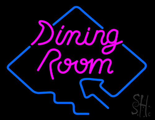 Dining Room With Arrow Neon Sign
