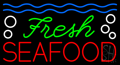 Fresh Seafood Logo Neon Sign