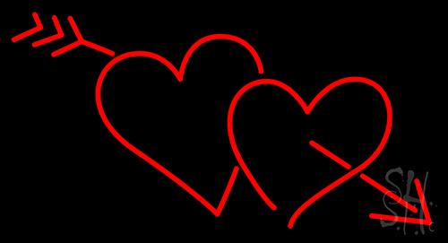 Heart With Red Arrow Neon Sign