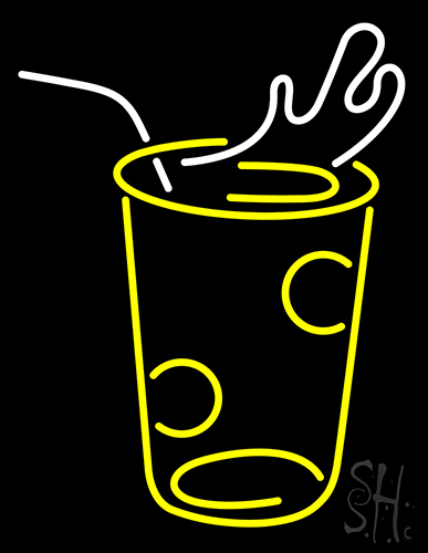 Juice Glass With Strw Neon Sign