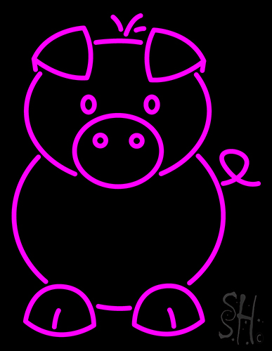 Pig Cartoons Neon Sign
