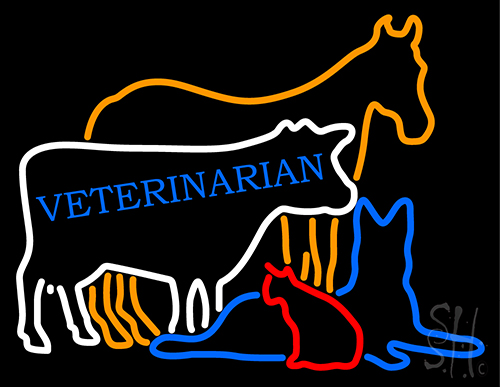 Vet Horse Cow Logo Neon Sign