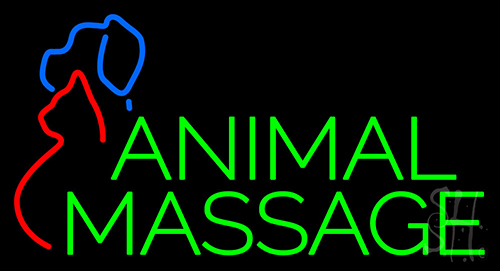 Animal Massage Dog Cat Logo Neon Sign