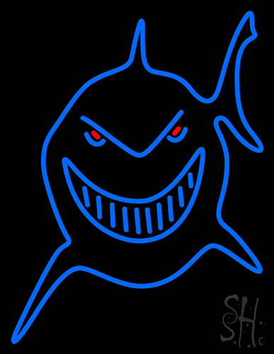 Blue Shark Face Neon Sign