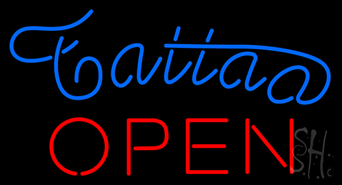 Blue Tattoo Open Neon Sign