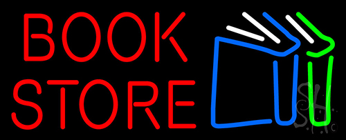 Book Store With Book Logo Neon Sign