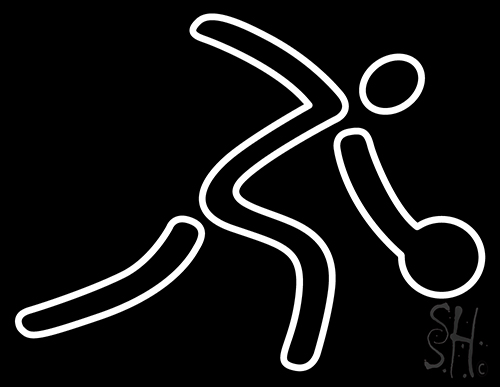 Bowling Player Icon Neon Sign